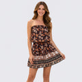 Women Floral Strapless Mini Dress