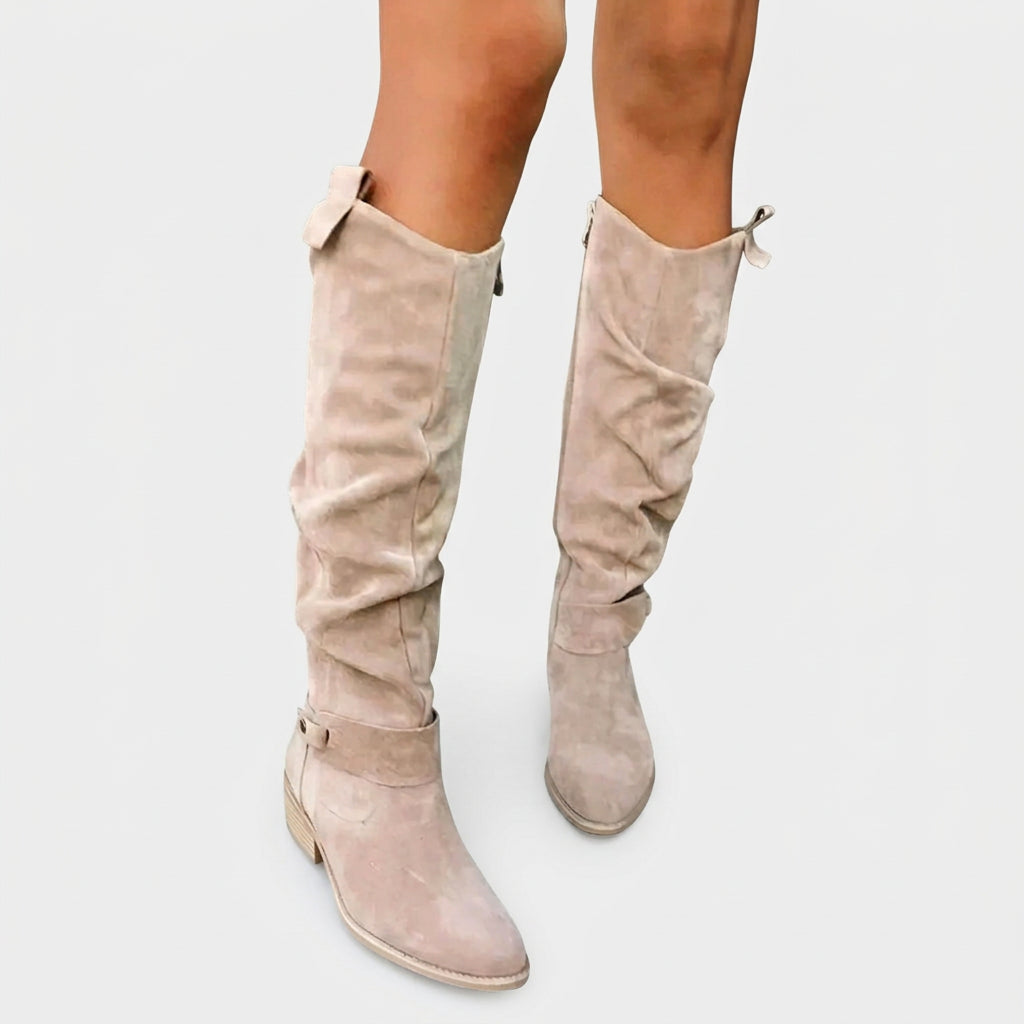 Women’s Knee High Boots Block Heel – Suede Look Casual Boots