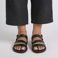 Women’s Flat Multi Strap Sandals Buckle Closure – Casual Everyday Sandals