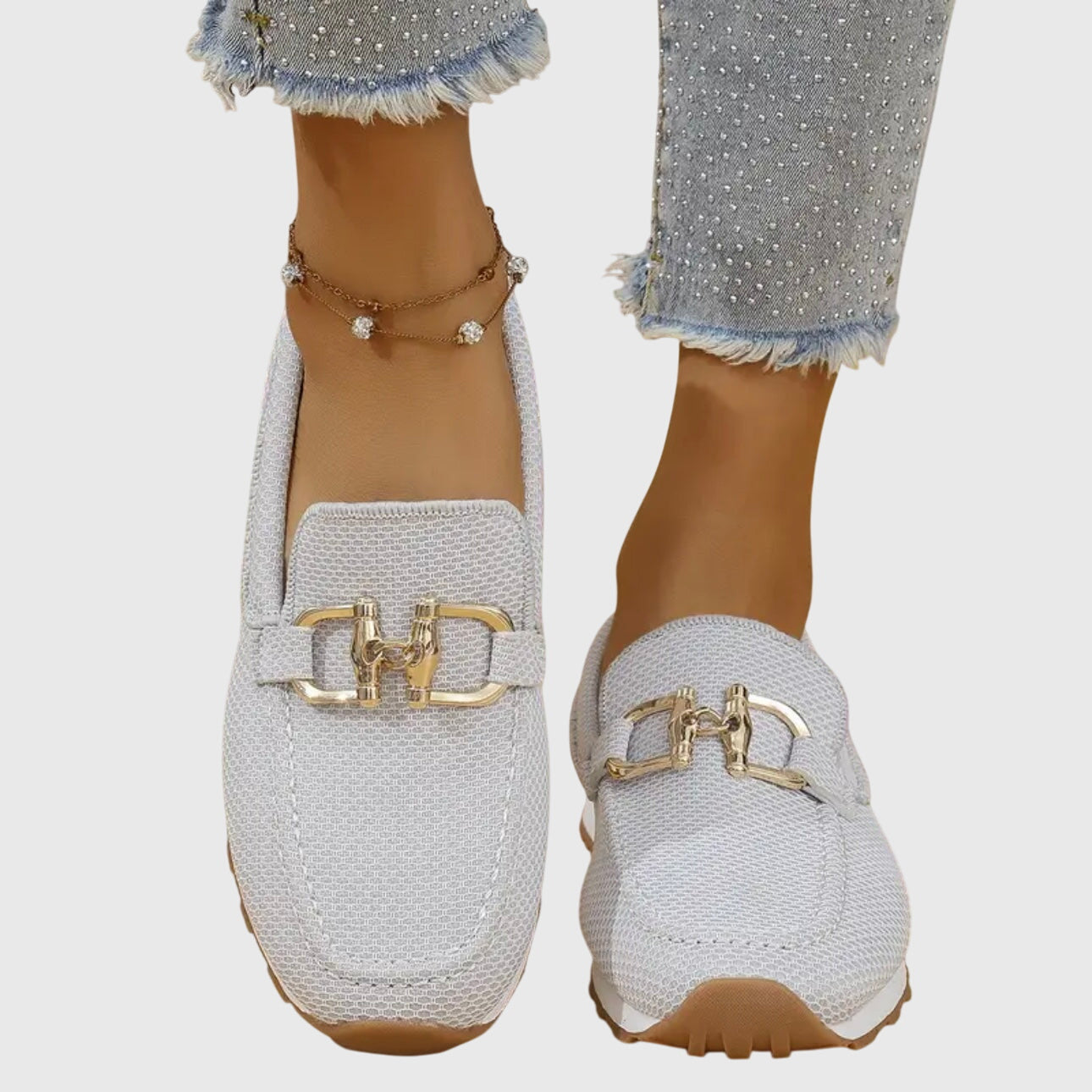 Women’s Slip On Loafers Metal Detail – Casual Comfort Flat Shoes