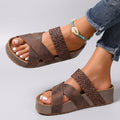 Women’s Wedge Slide Sandals Braided Strap – Casual Platform Sandals