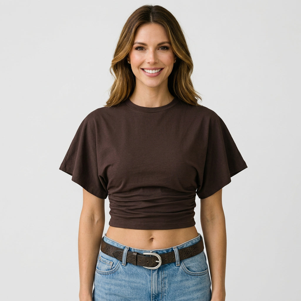 Women’s Batwing Top Short Sleeve – Fitted Waist Casual Top