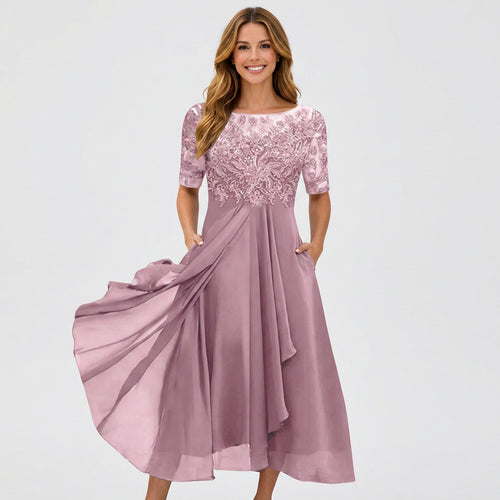 Lace Bodice Midi Dress Women