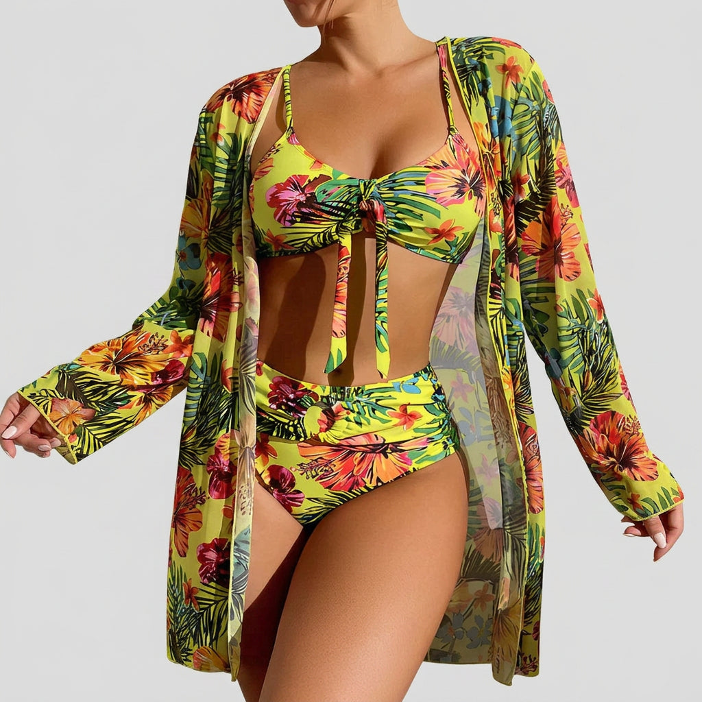 Women Tropical Bikini and Cover Up Set