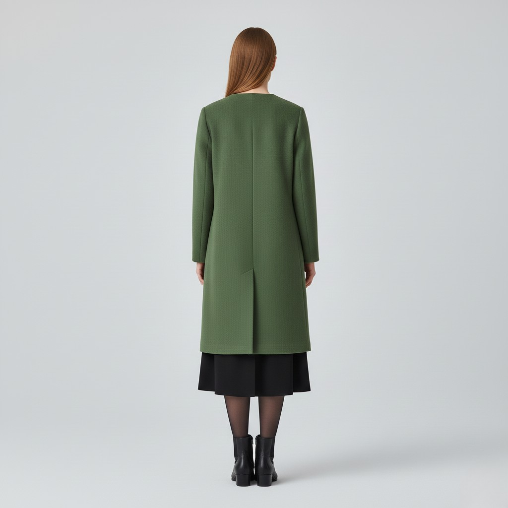 Women's Collarless Longline Coat
