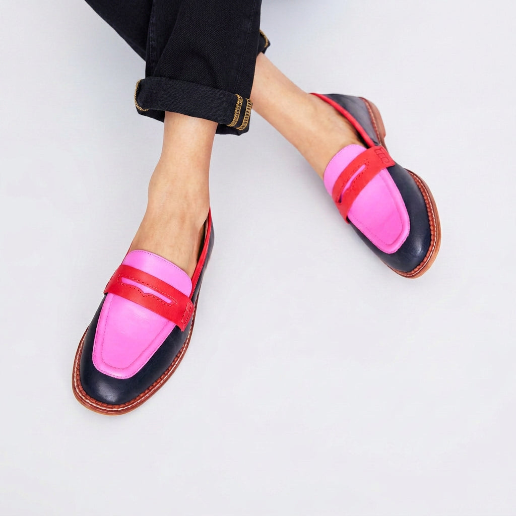 Women Two Tone Penny Loafers