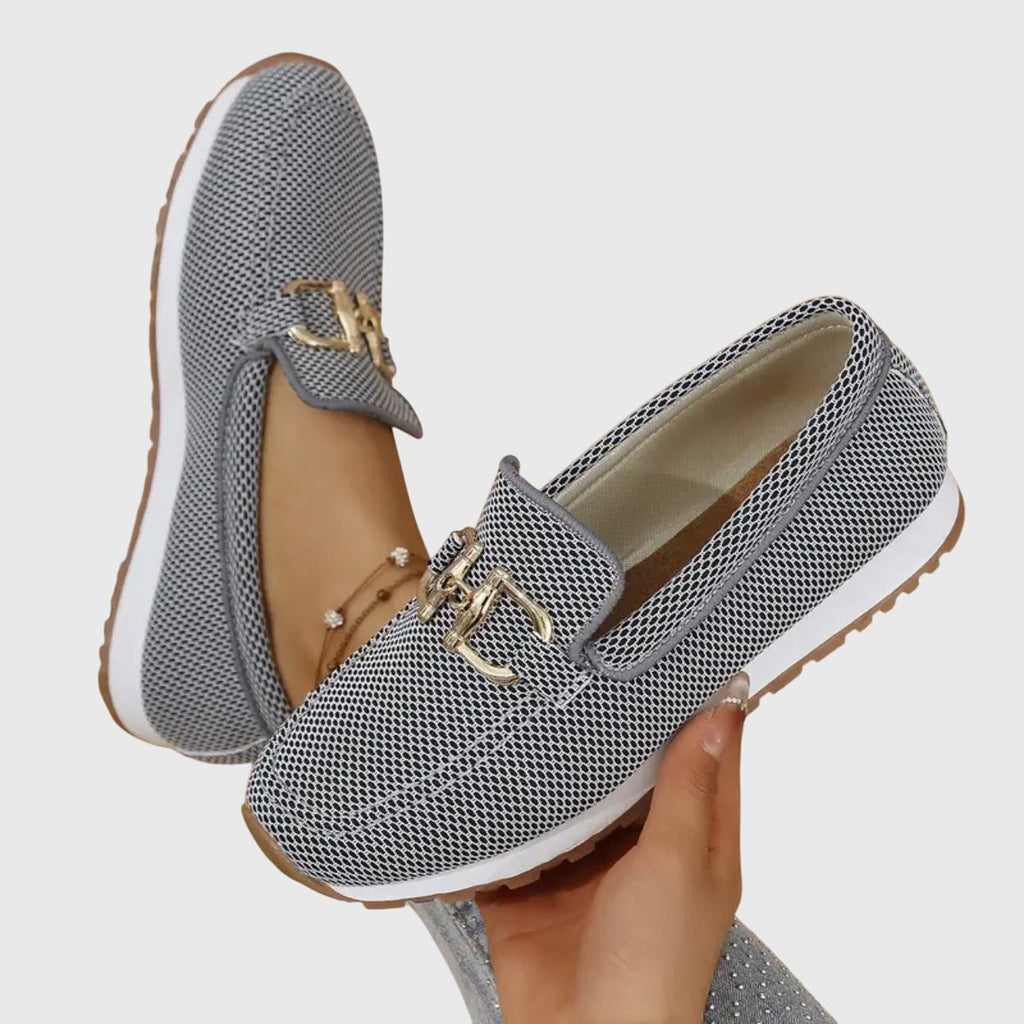 Women’s Slip On Loafers Metal Detail – Casual Comfort Flat Shoes