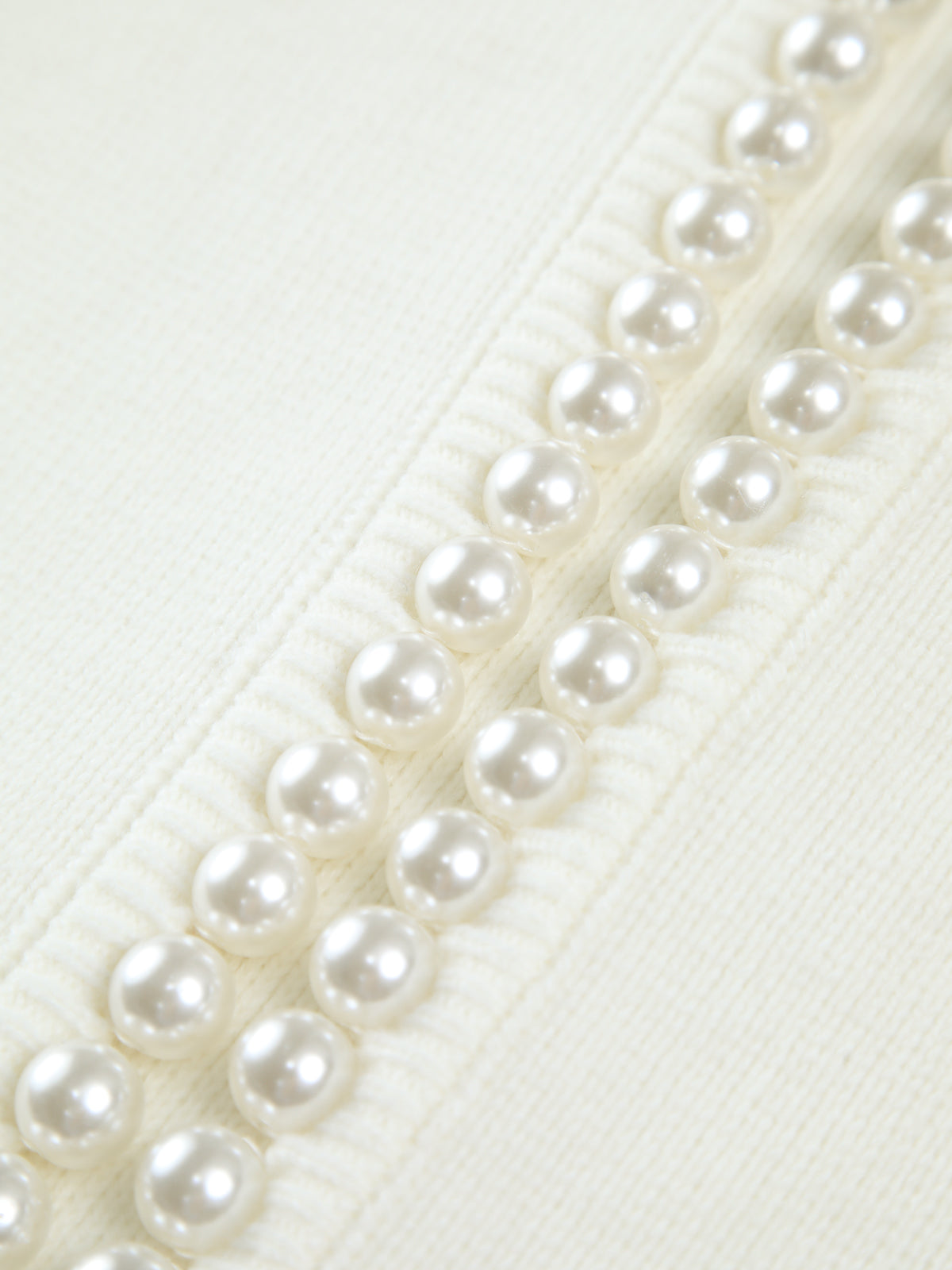 Women Cream Pearl Trim Cardigan