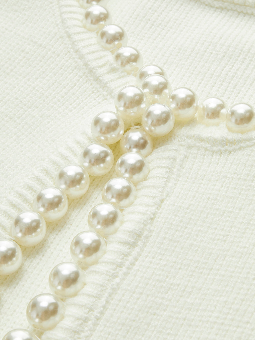 Women Cream Pearl Trim Cardigan