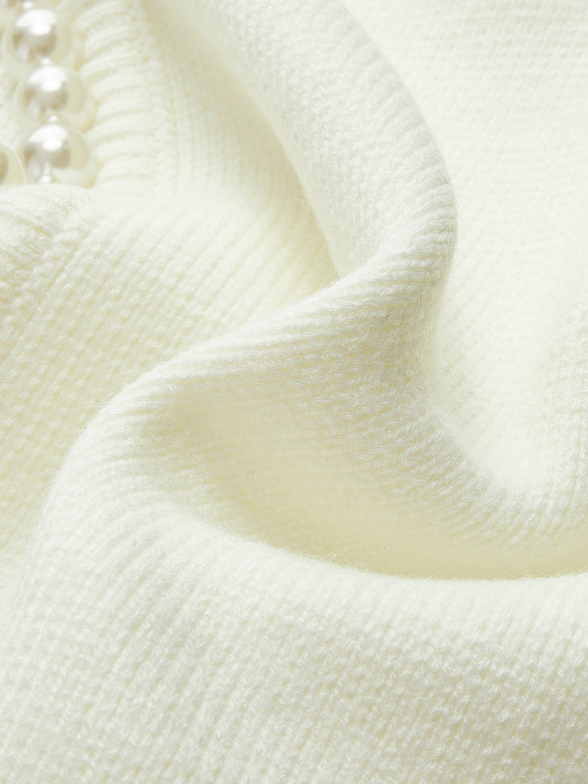 Women Cream Pearl Trim Cardigan