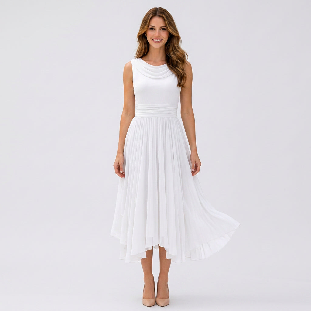 Sleeveless Pleated Midi Dress Women