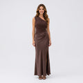 Draped One Shoulder Maxi Dress Women