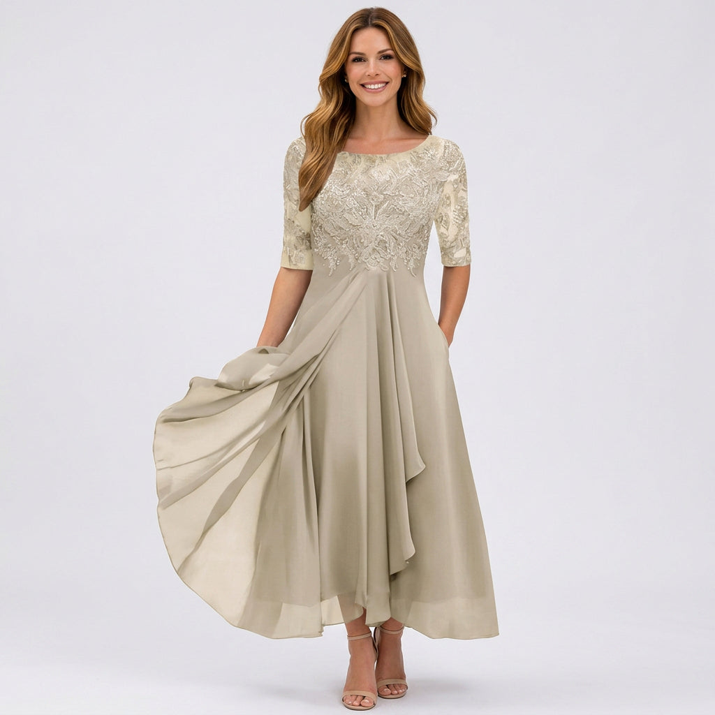 Lace Bodice Midi Dress Women