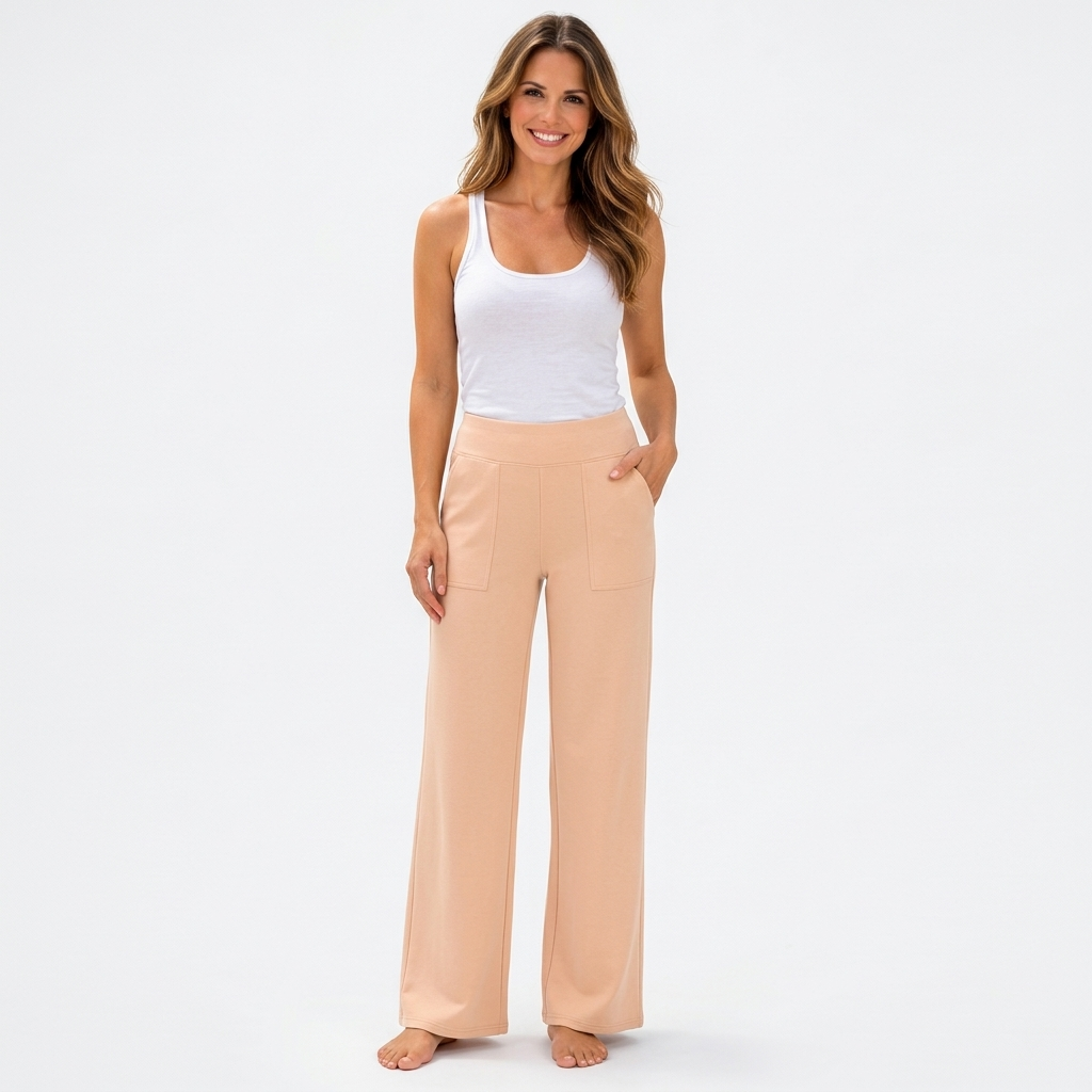 Women’s High Waisted Straight Leg Yoga Pants – Stretch Bootcut Lounge Pants with Pockets