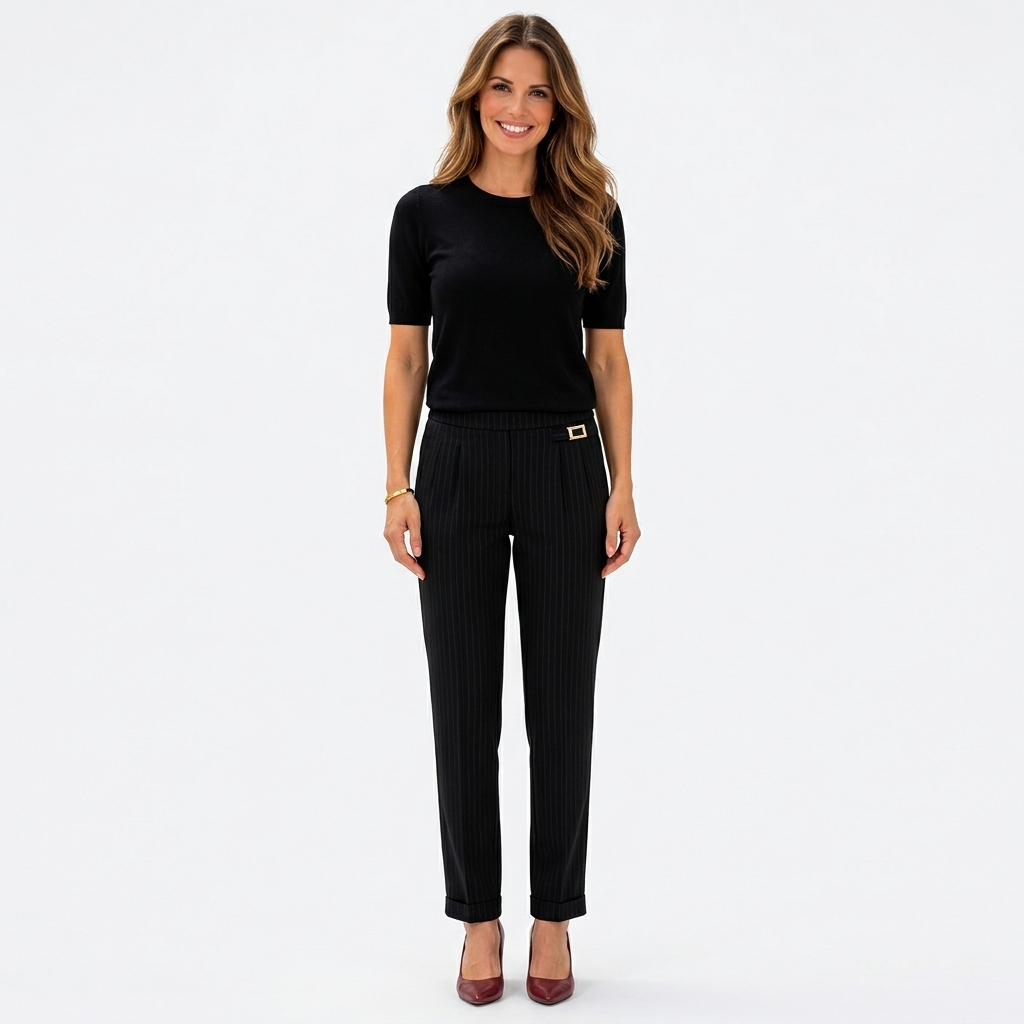 Women’s High Waisted Straight Leg Pants – Tapered Ankle Casual Work Pants