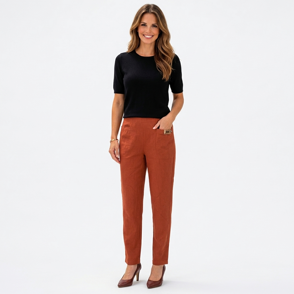 Women’s High Waisted Straight Leg Pants – Tapered Ankle Casual Work Pants