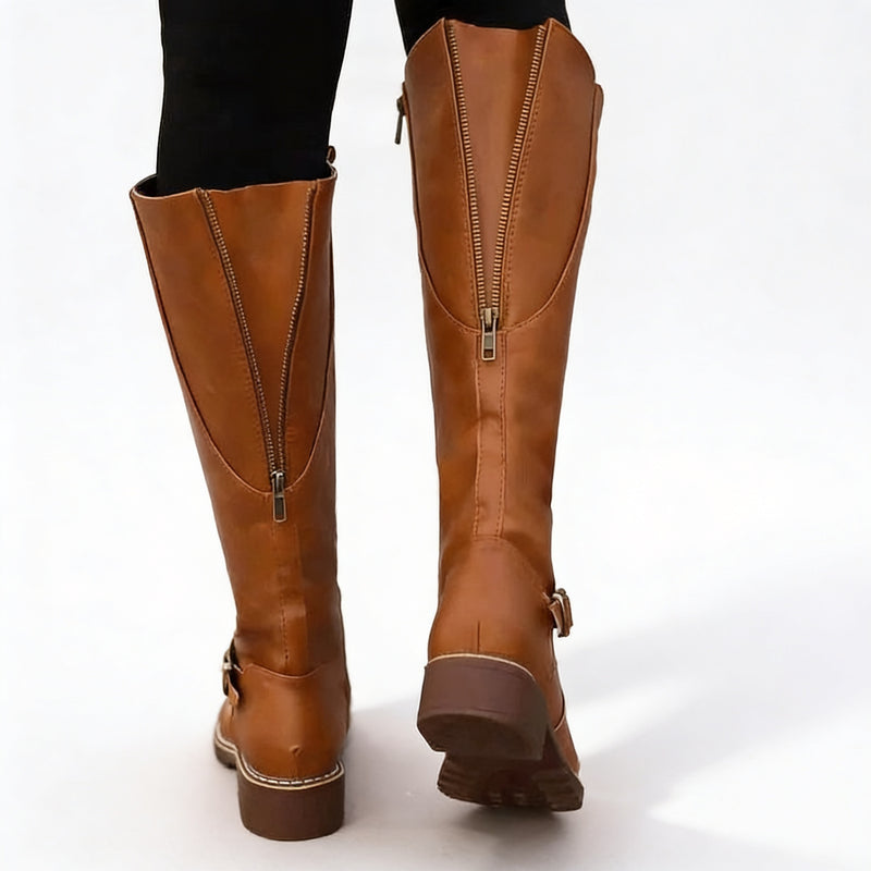 Women Knee High Buckle Boots