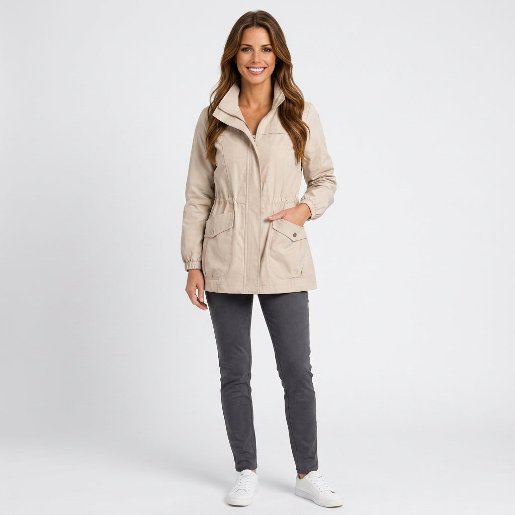 Women Zip Front Utility Jacket