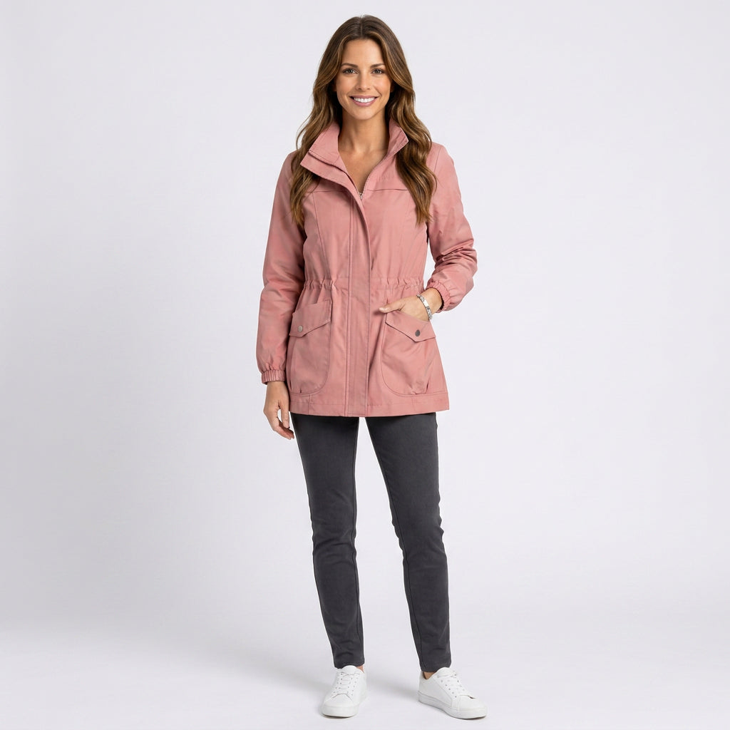 Women Zip Front Utility Jacket