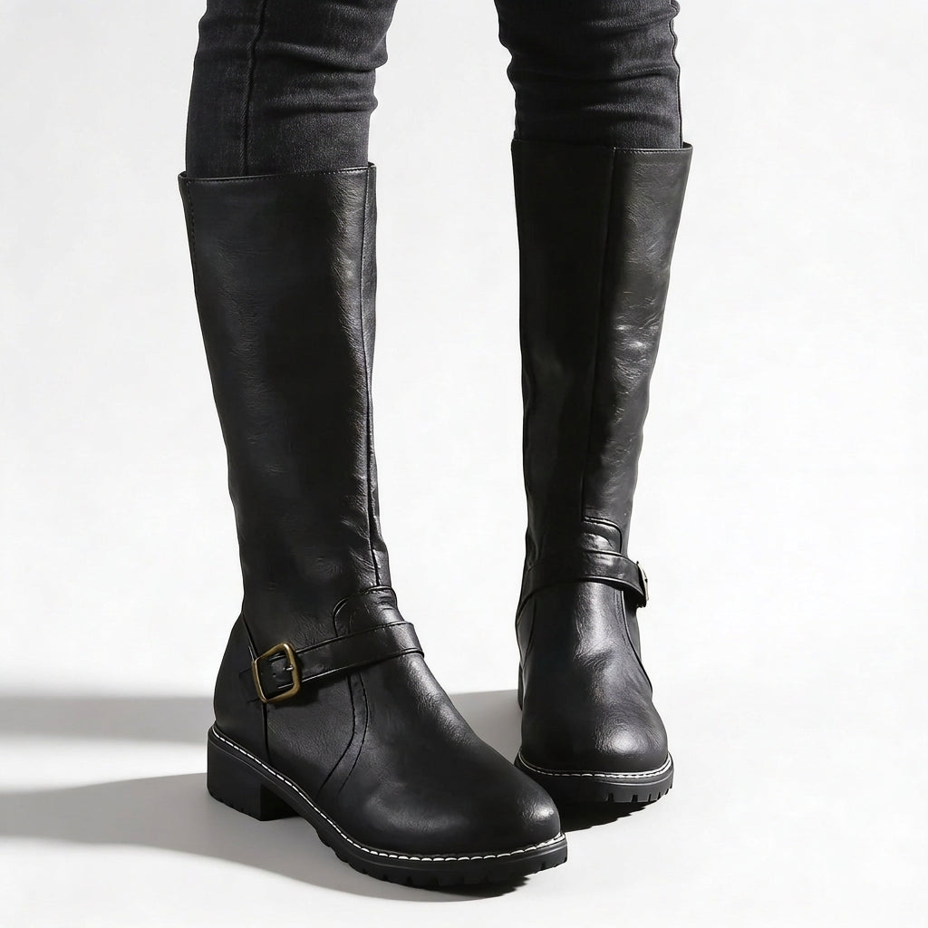 Women Knee High Buckle Boots
