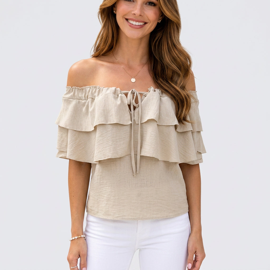 Women Off Shoulder Ruffle Top