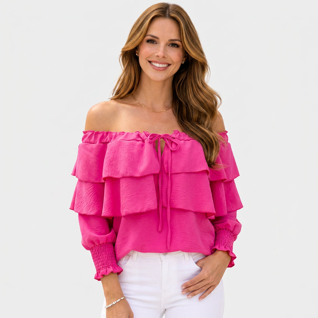 Women Off Shoulder Ruffle Top