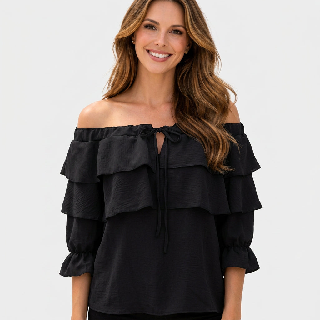 Women Off Shoulder Ruffle Top
