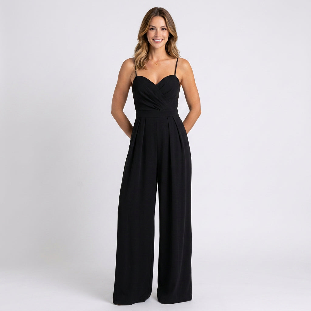 Women Spaghetti Strap Wide Leg Jumpsuit