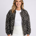 Women Leopard Print Zip Front Jacket