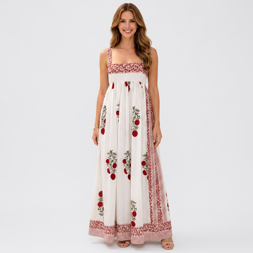 Women White Printed Maxi Dress