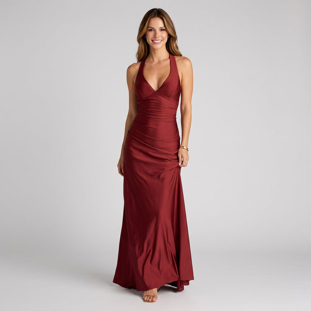 Women Ruched Maxi Dress