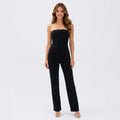 Women Strapless Straight Leg Jumpsuit