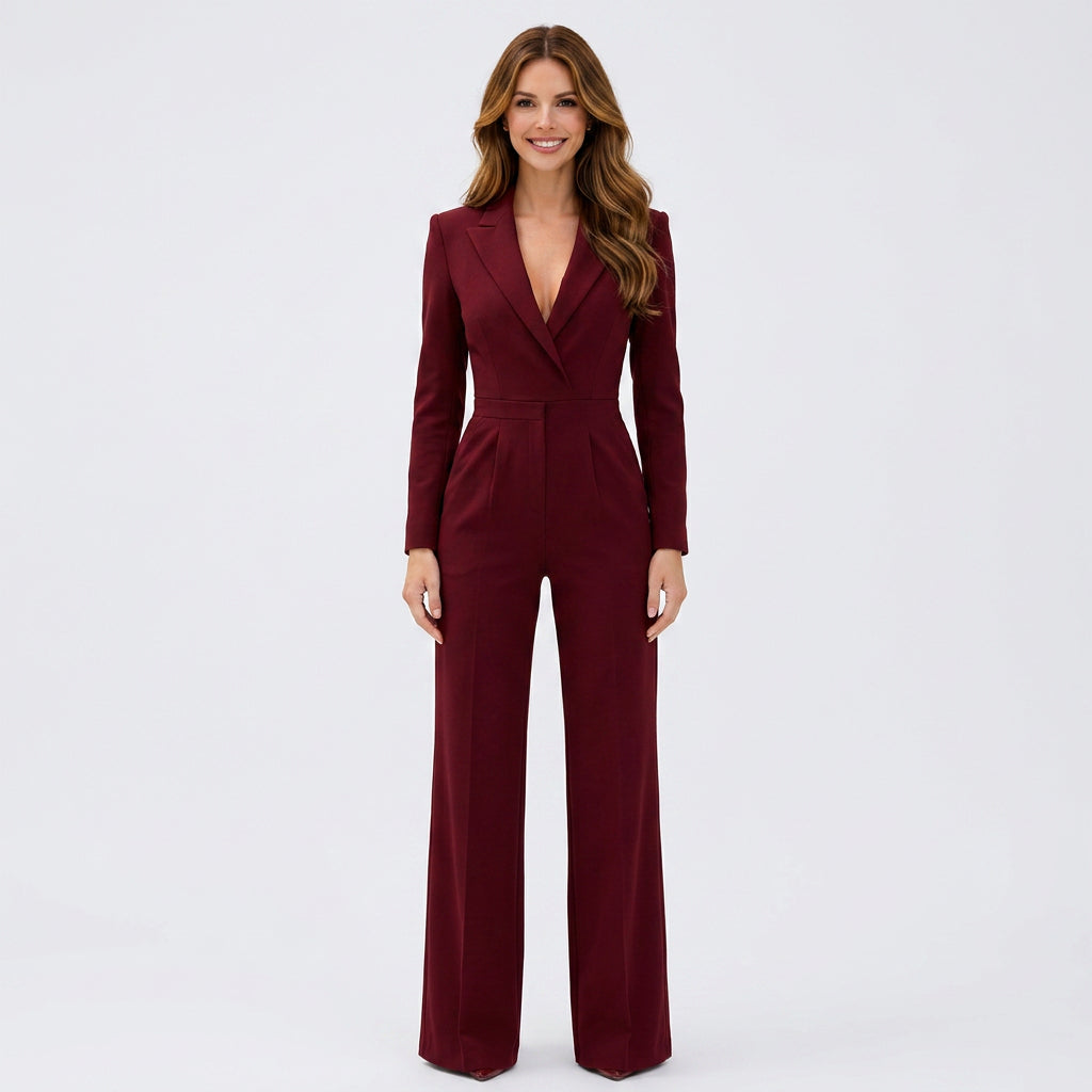 Women Tailored Wide Leg Jumpsuit