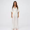 Women V Neck Wide Leg Jumpsuit