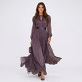 Women Lace Trim Chiffon Maxi Dress