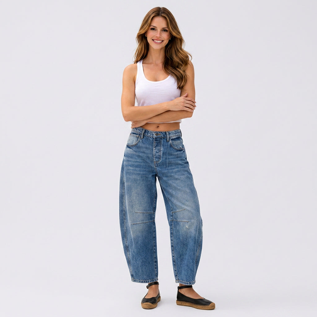 Women Barrel Leg Jeans