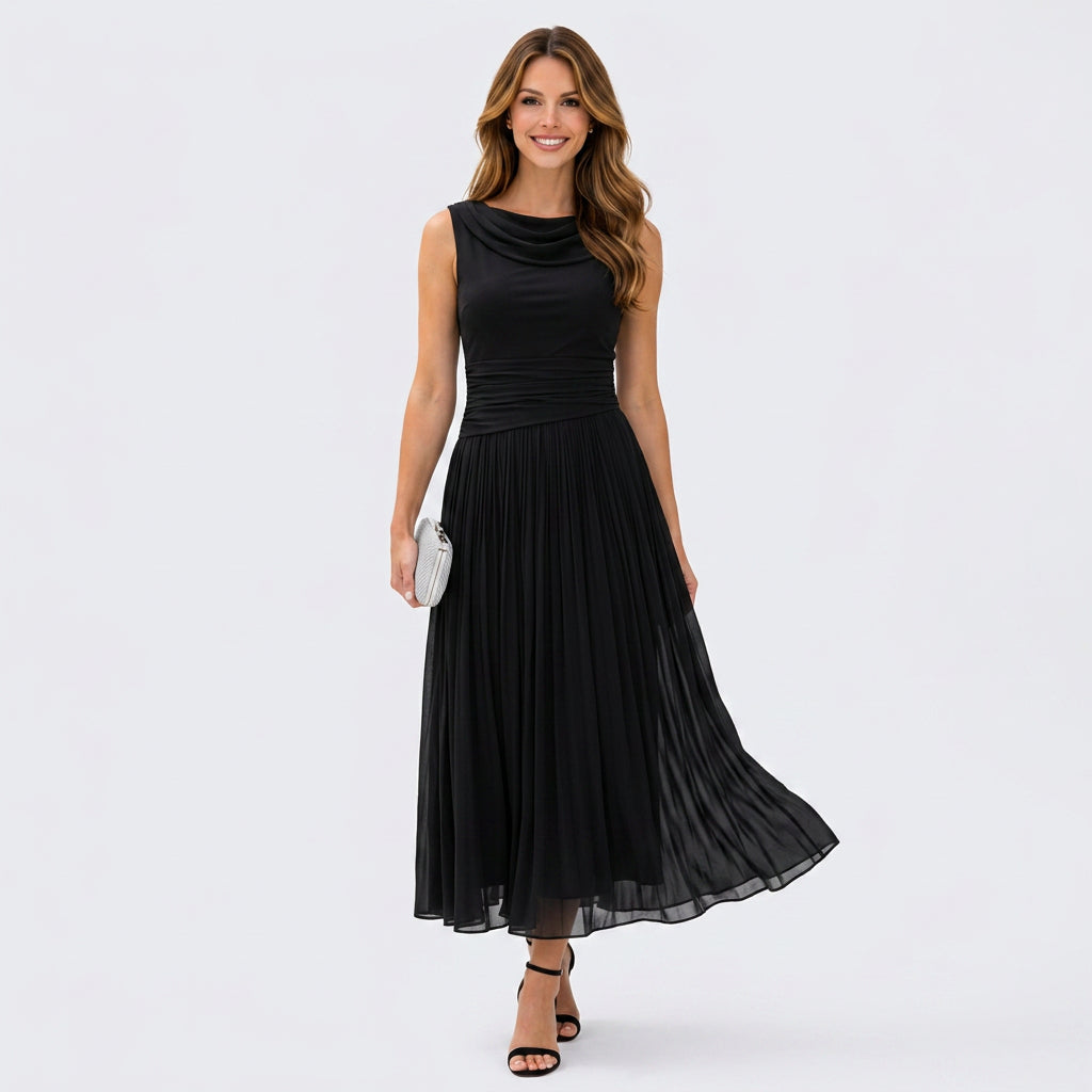 Sleeveless Pleated Midi Dress Women