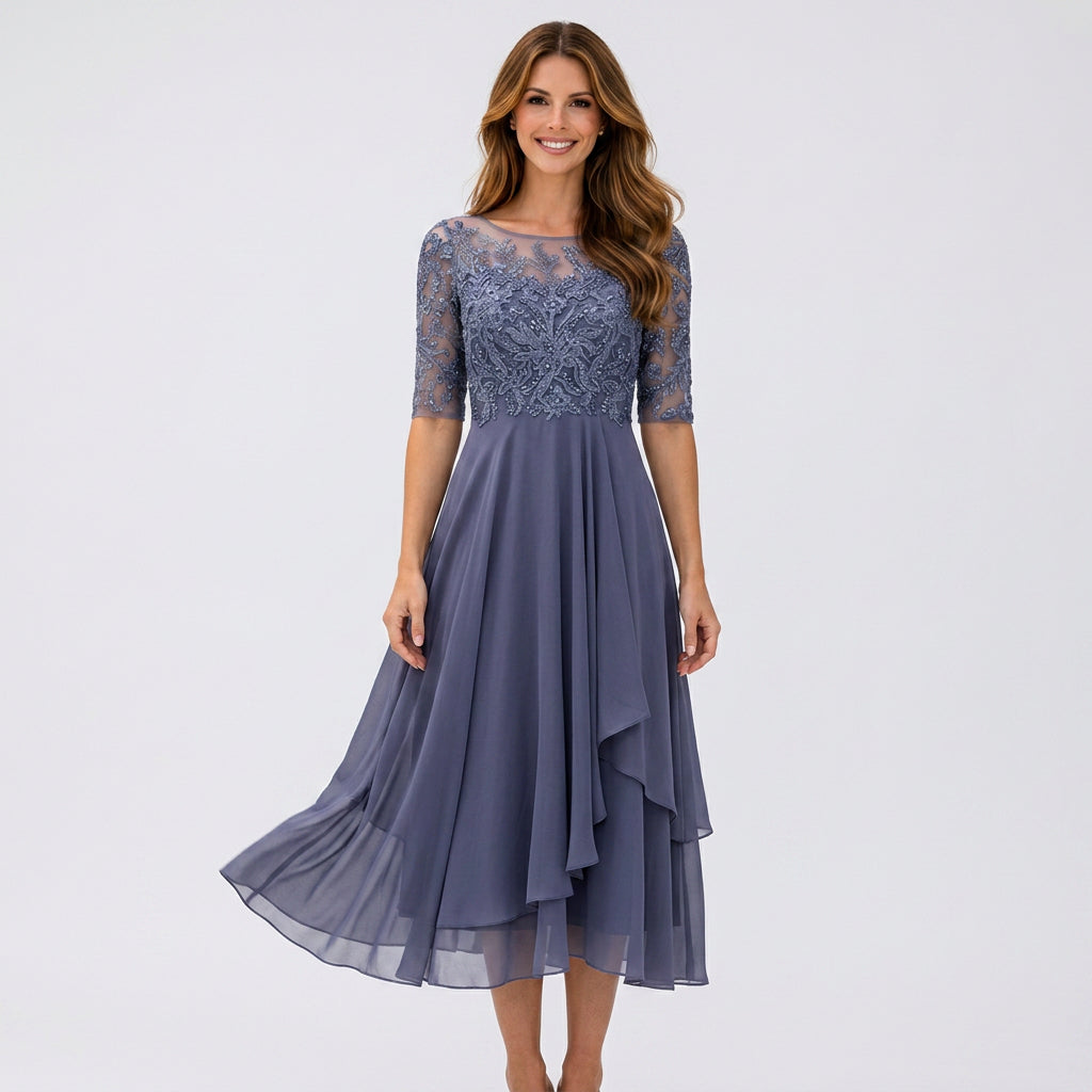 Lace Bodice Midi Dress Women