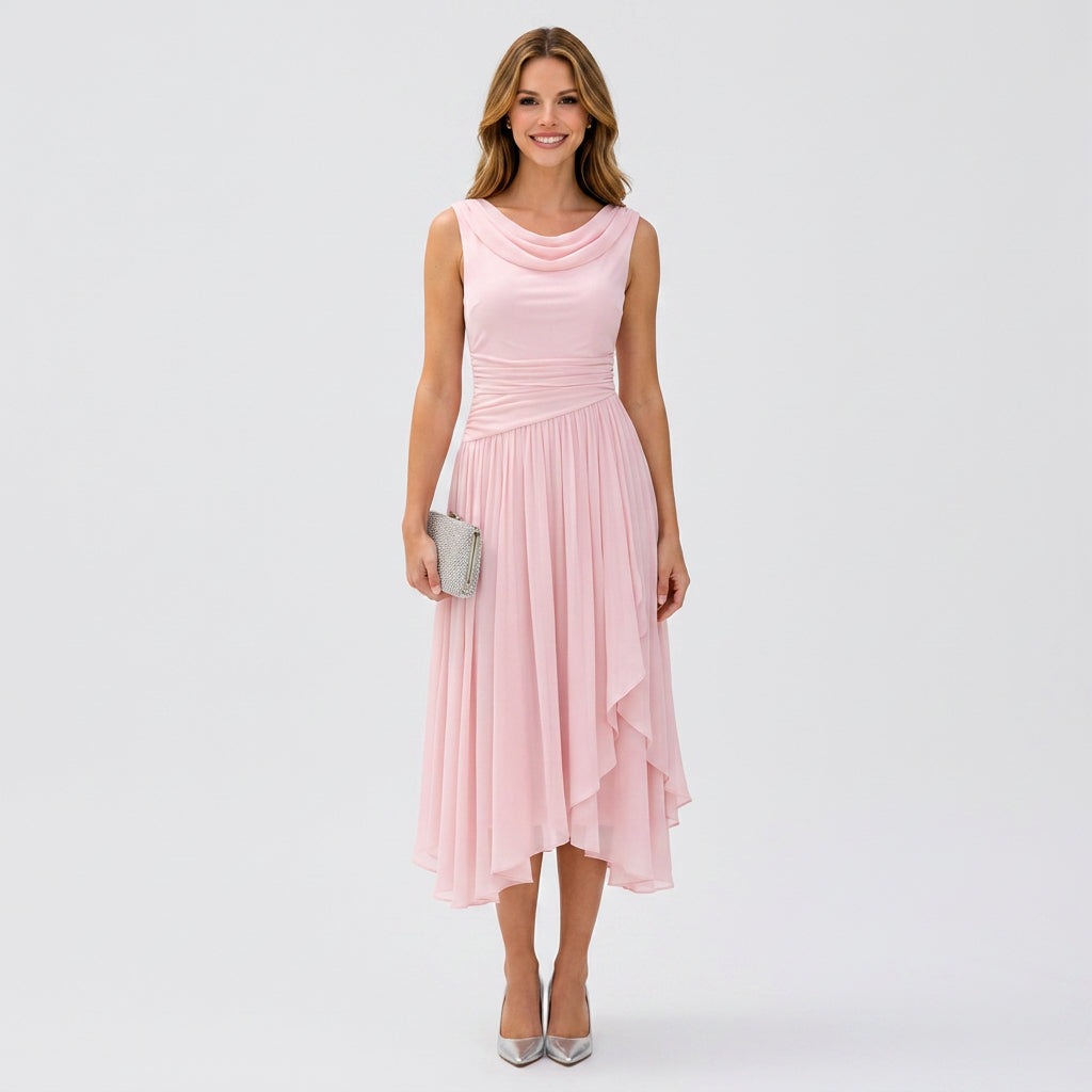 Sleeveless Pleated Midi Dress Women
