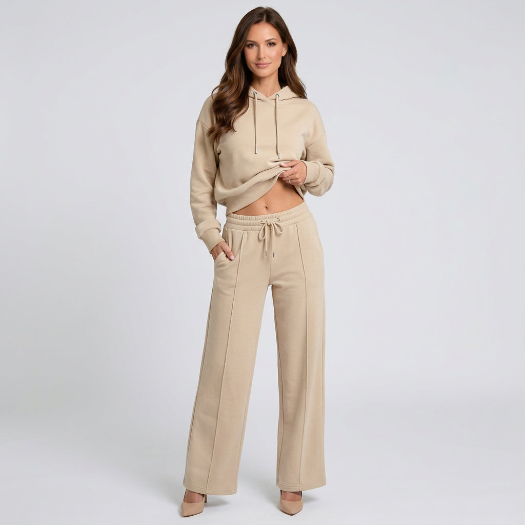 Women Two Piece Hoodie Set Wide Leg Pants Casual Everyday