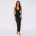 Women’s Lace Halter Maxi Dress Deep V Neck – Elegant Occasion Dress