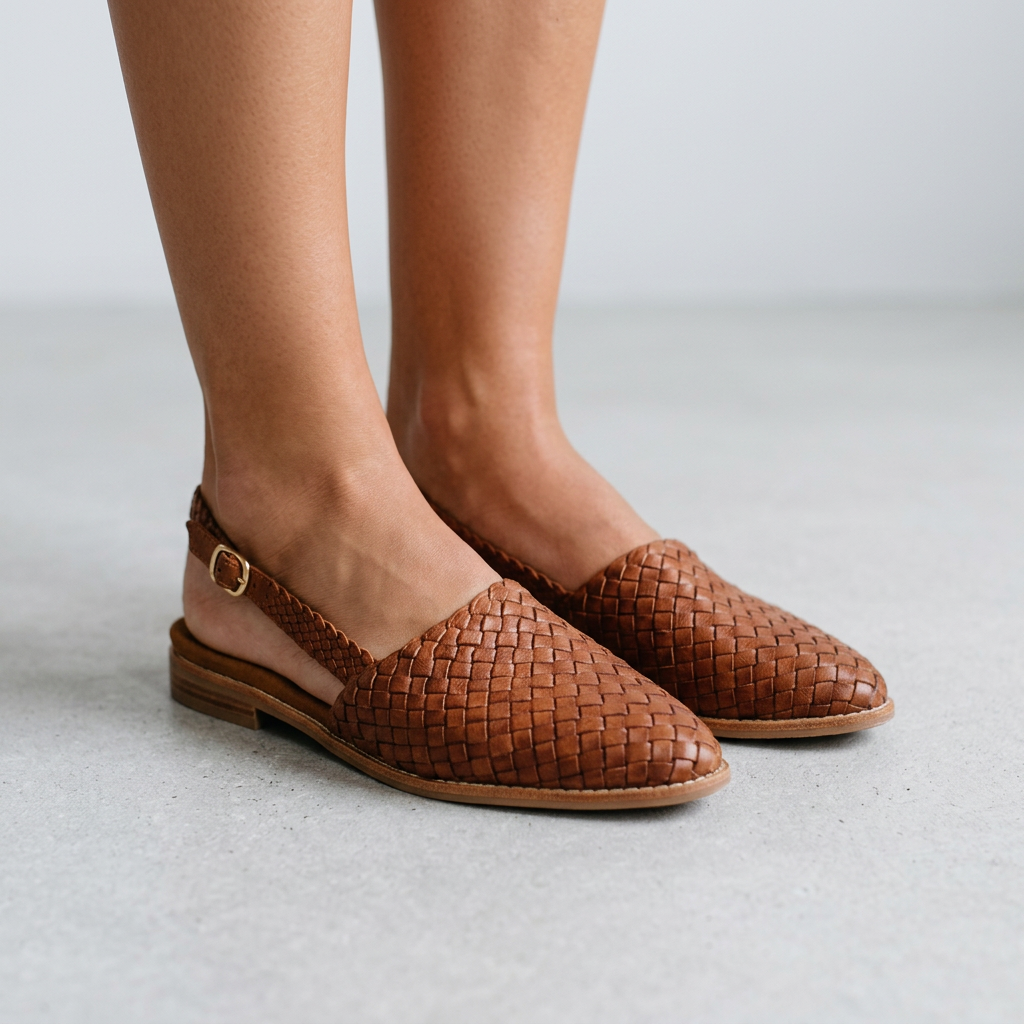 Women’s Woven Slingback Flats Pointed Toe – Casual Everyday Shoes