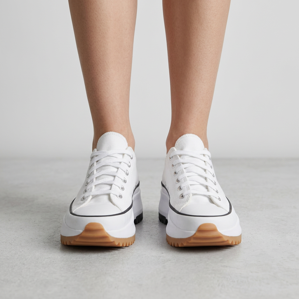 Women’s Platform Lace Up Sneakers Contrast Toe – Casual Statement Shoes