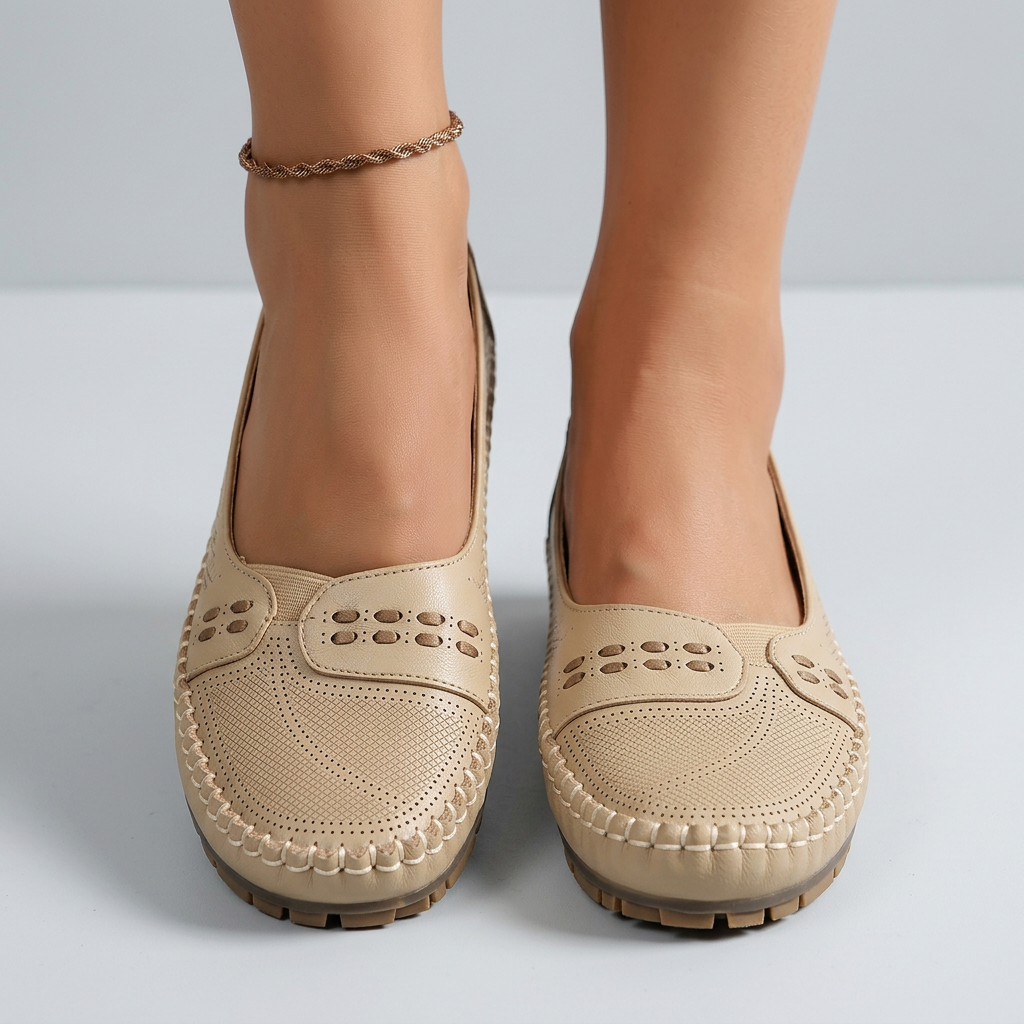 Women’s Perforated Slip On Flats Cushioned Sole – Everyday Comfort Shoes