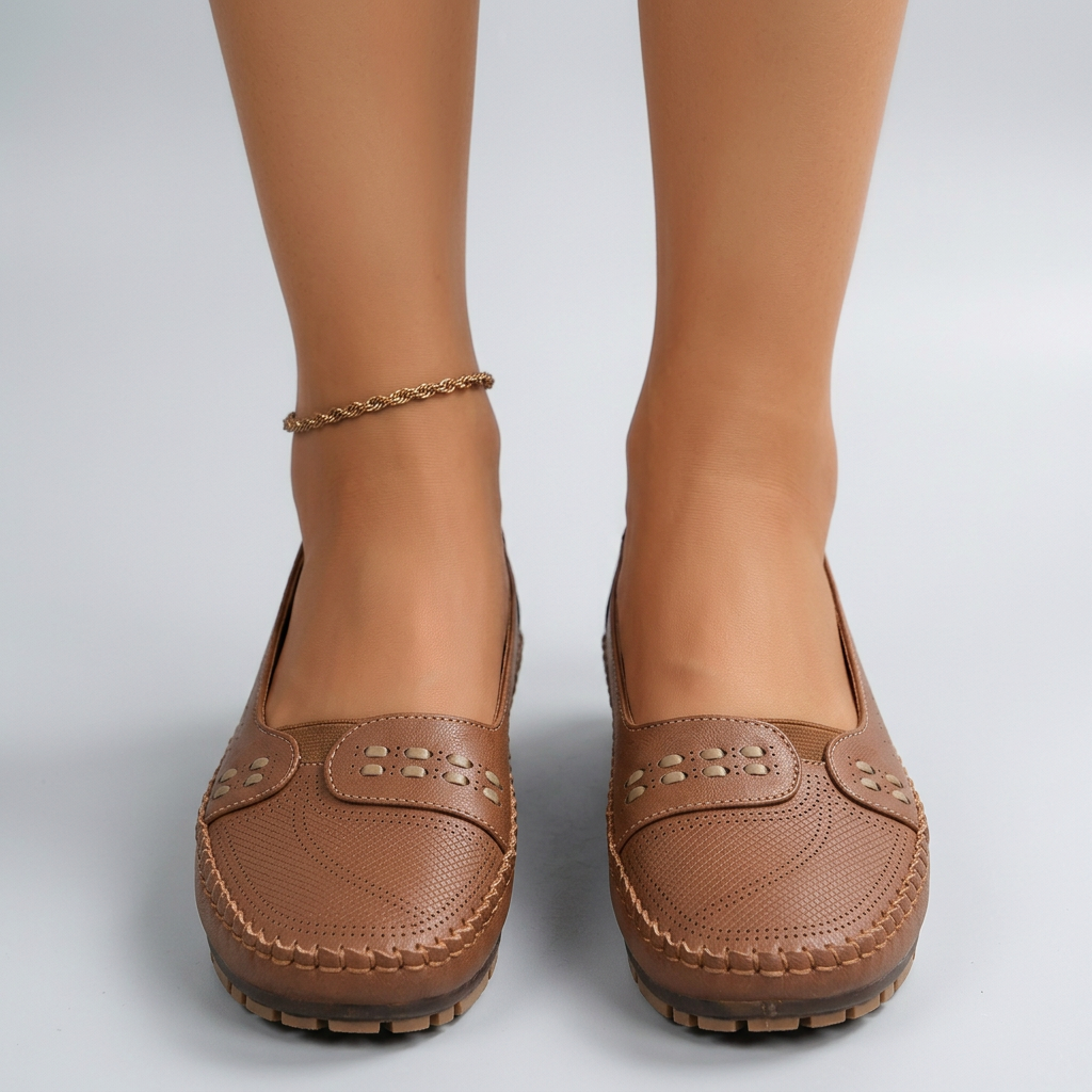 Women’s Perforated Slip On Flats Cushioned Sole – Everyday Comfort Shoes