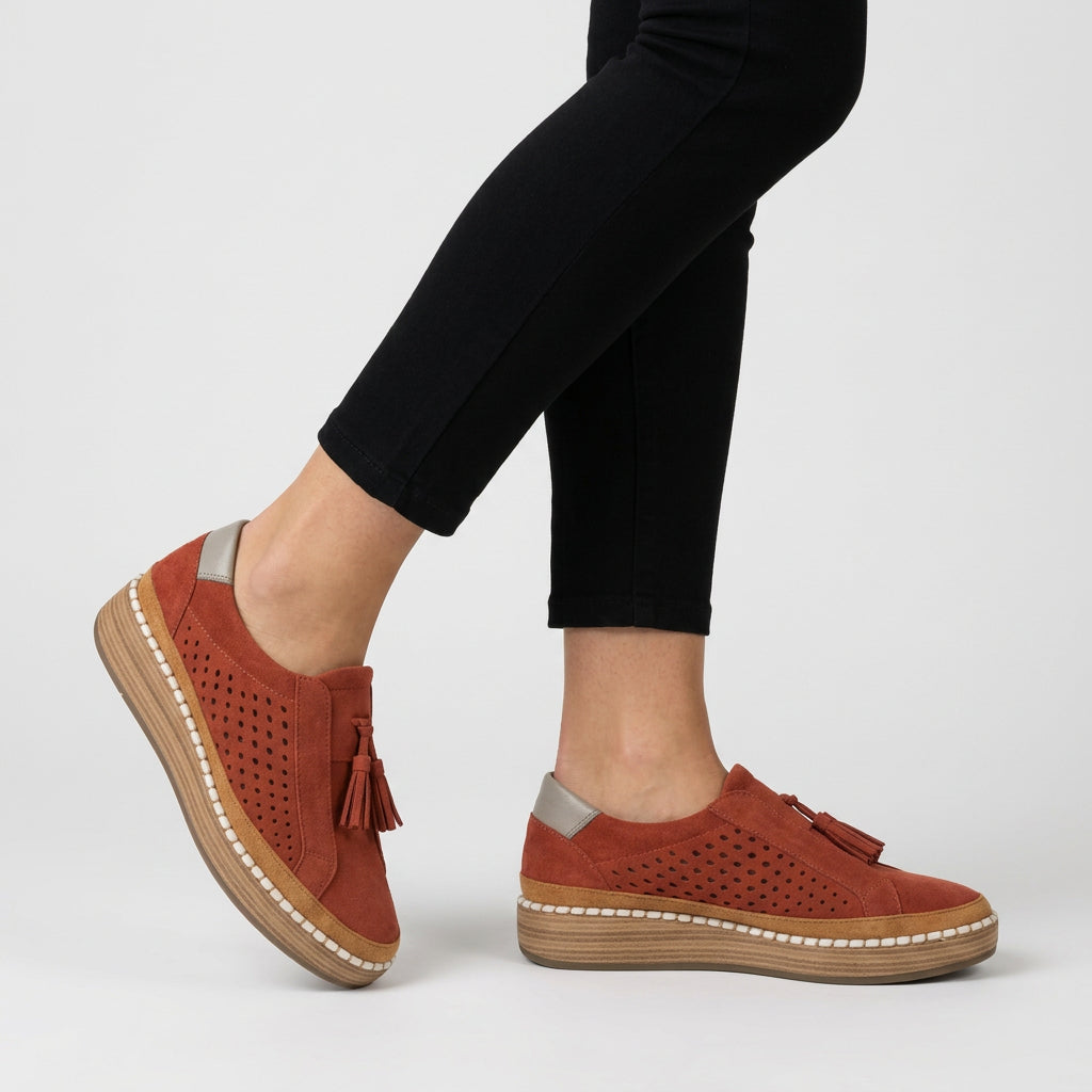 Women’s Slip On Shoes Perforated Design – Casual Platform Comfort Shoes