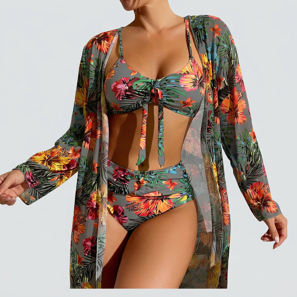 Women Tropical Bikini and Cover Up Set