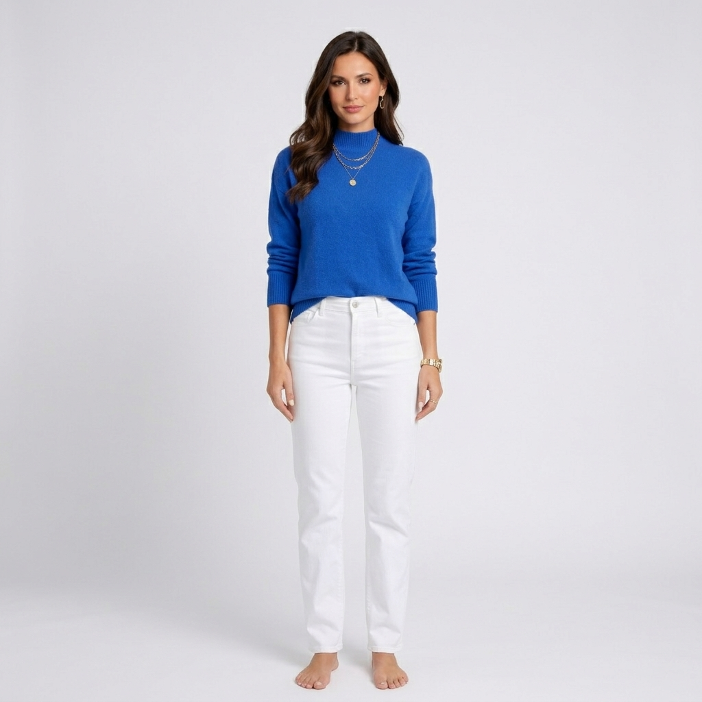 Women’s Mock Neck Knit Sweater – Long Sleeve Ribbed Cuff Pullover