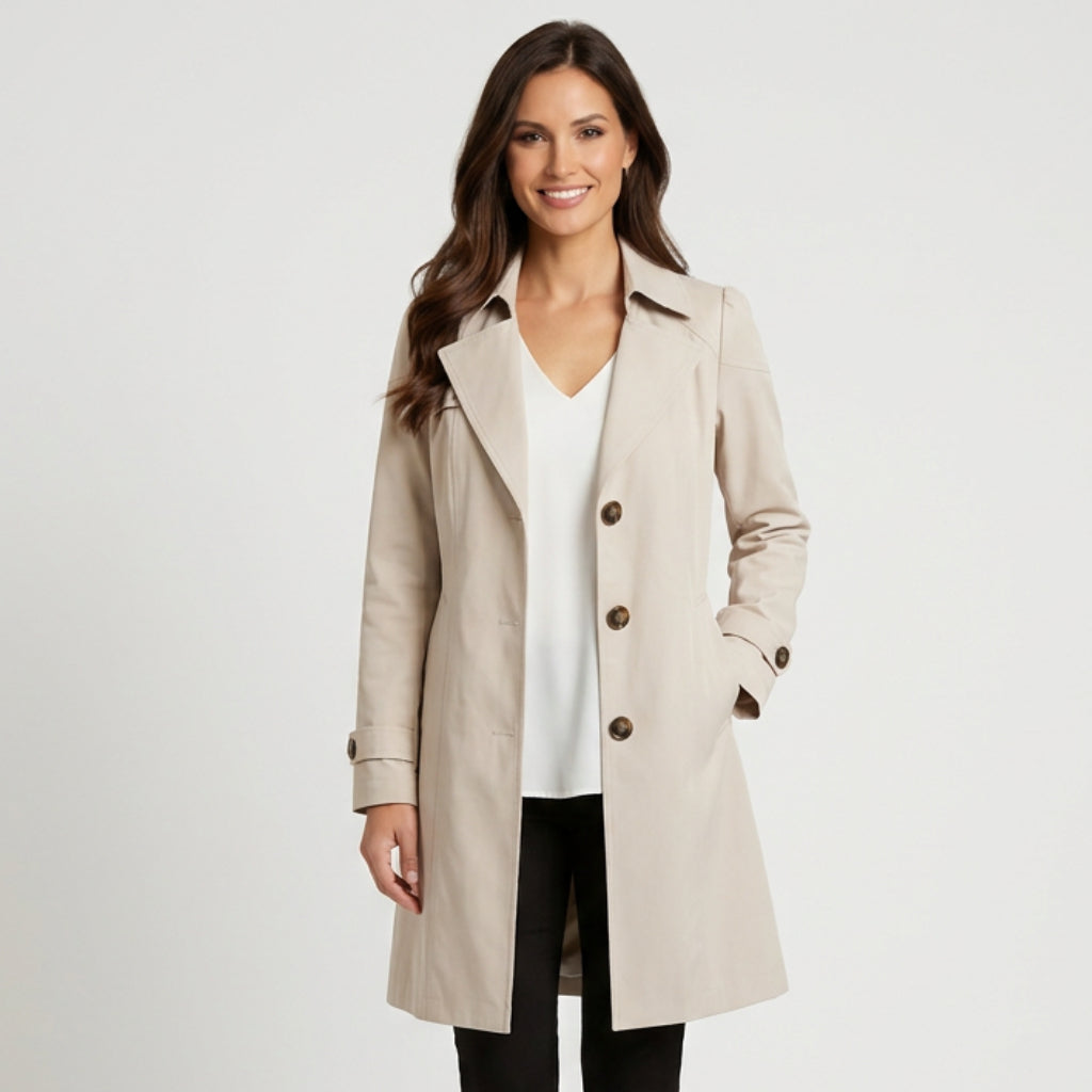 Women’s Button Front Trench Coat – Mid Length Trench Coat
