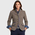 Women’s Stand Collar Wool Blend Jacket – Button Front Tailored Jacket